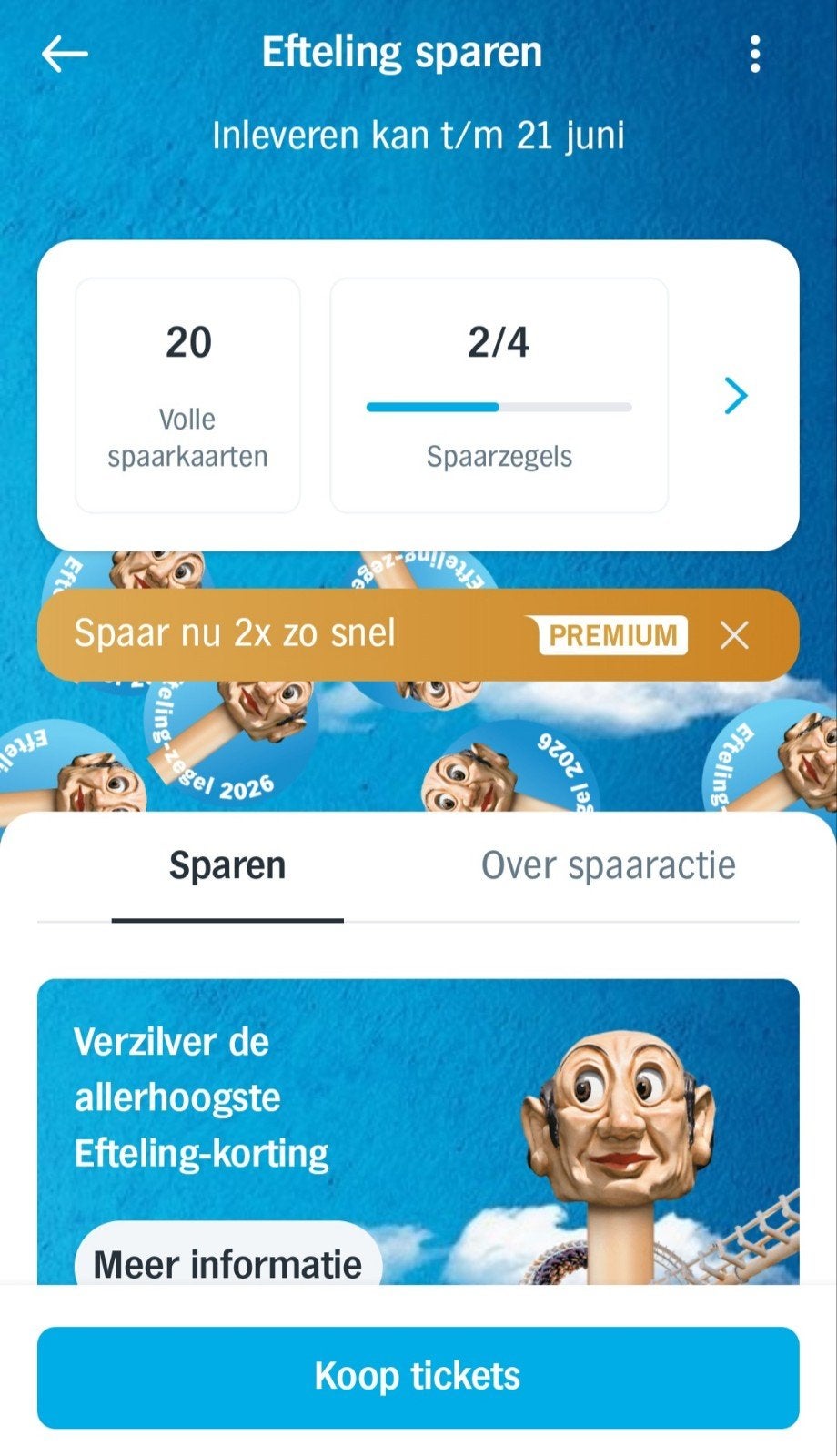 Efteling spaarkaarten te koop!, Drie personen of meer, Kortingskaart
