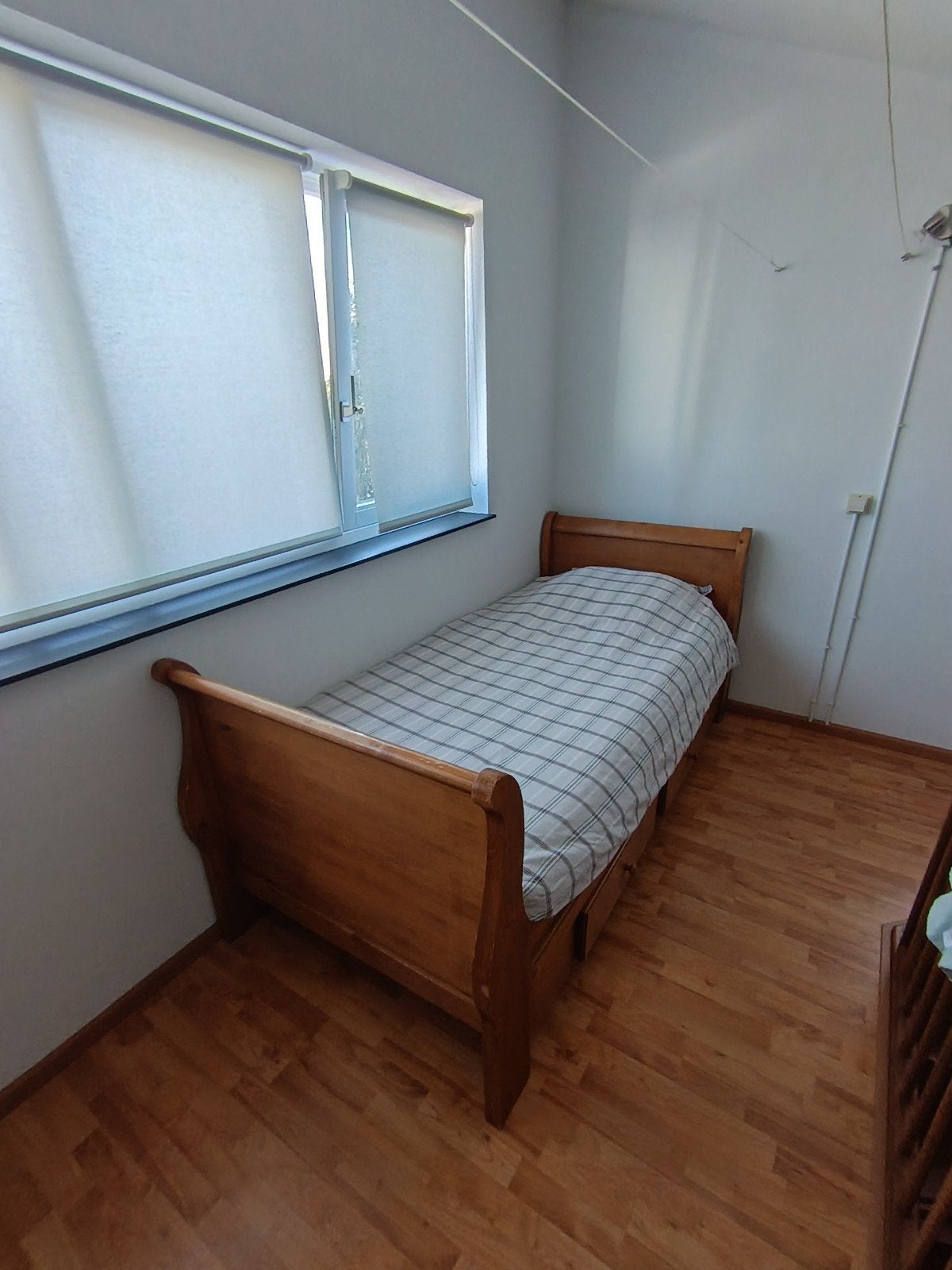 Eenpersoonsbed met 2 lades, 225x100 cm, Ophalen, Eenpersoons, Bruin, Hout