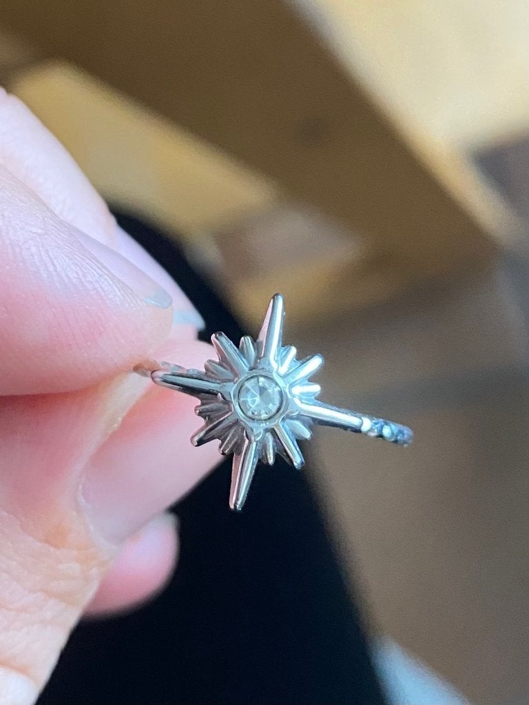 Ring ster rvs, Nieuw, Ophalen of Verzenden, Dame, Zilver