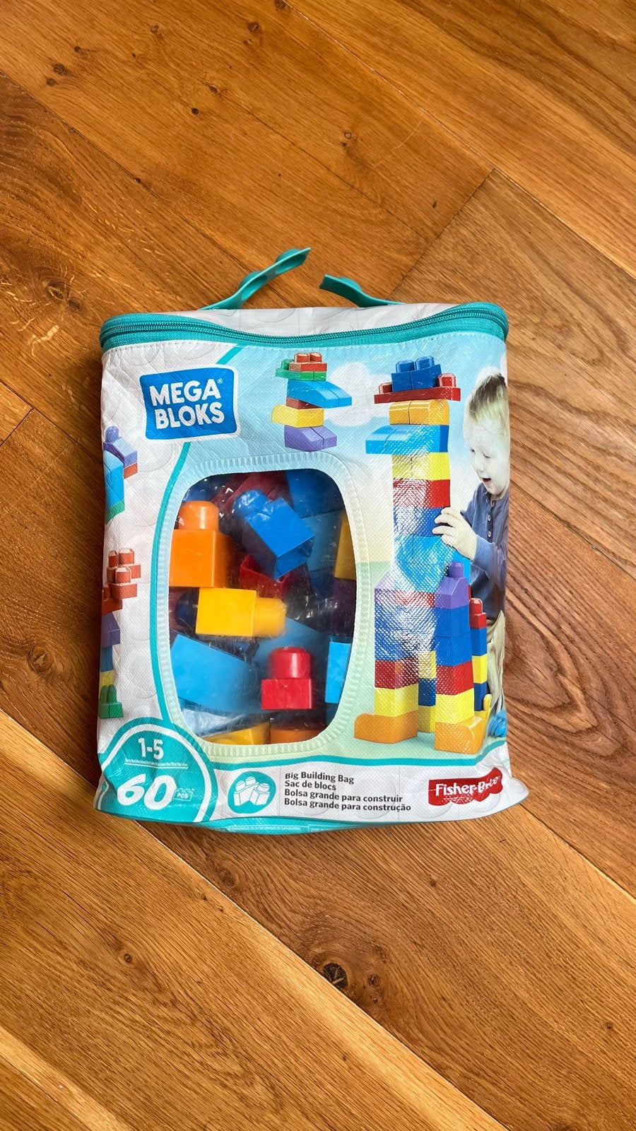 Lego Mega Bloks Bouwzak met 60 Grote Bouwblokken, Ophalen of Verzenden, Nieuw, Megabloks