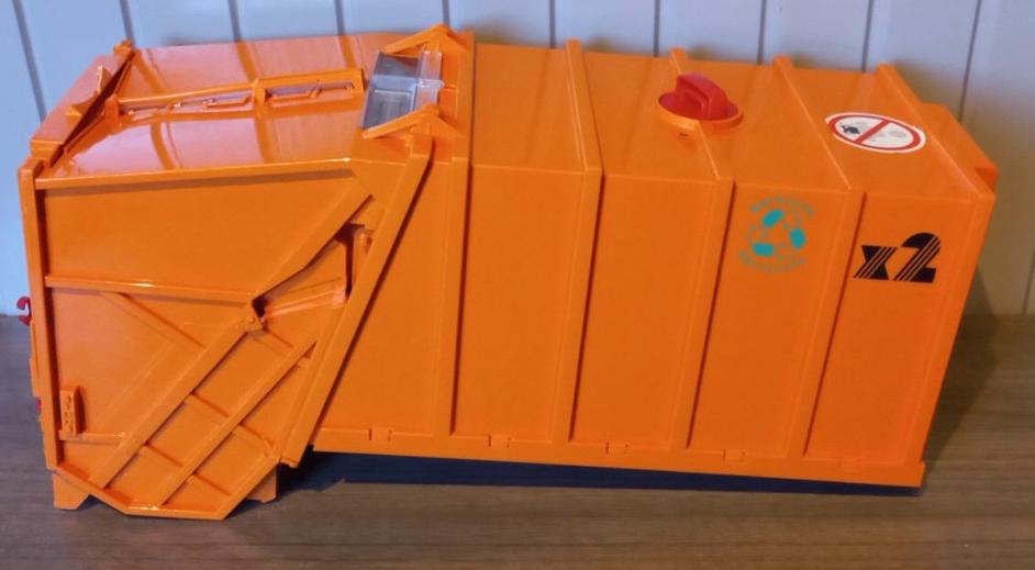 Bruder Vuilniswagen-opbouw oranje 46cm, Kinderen en Baby's, Ophalen of Verzenden, Gebruikt