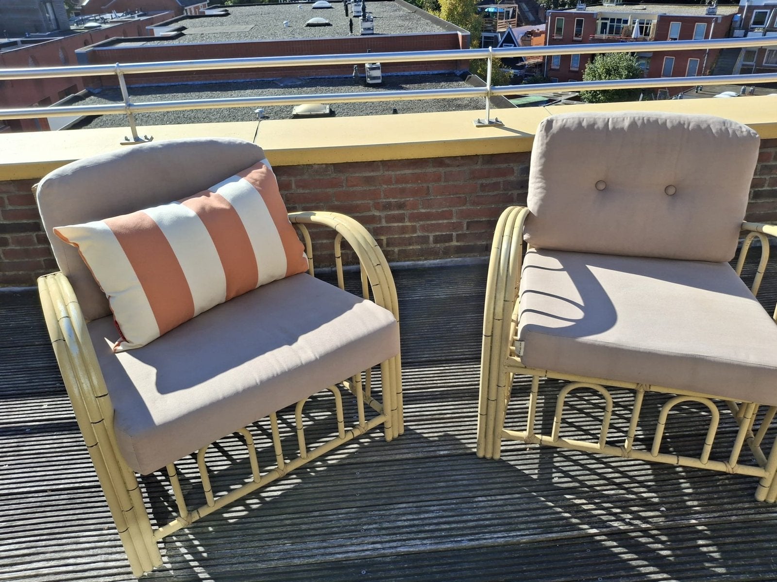 Apple Bee tuinset: 3-zits bank en 2 fauteuils, rotanlook, Tuin en Terras, Ophalen, 5 zitplaatsen, Gebruikt, Aluminium