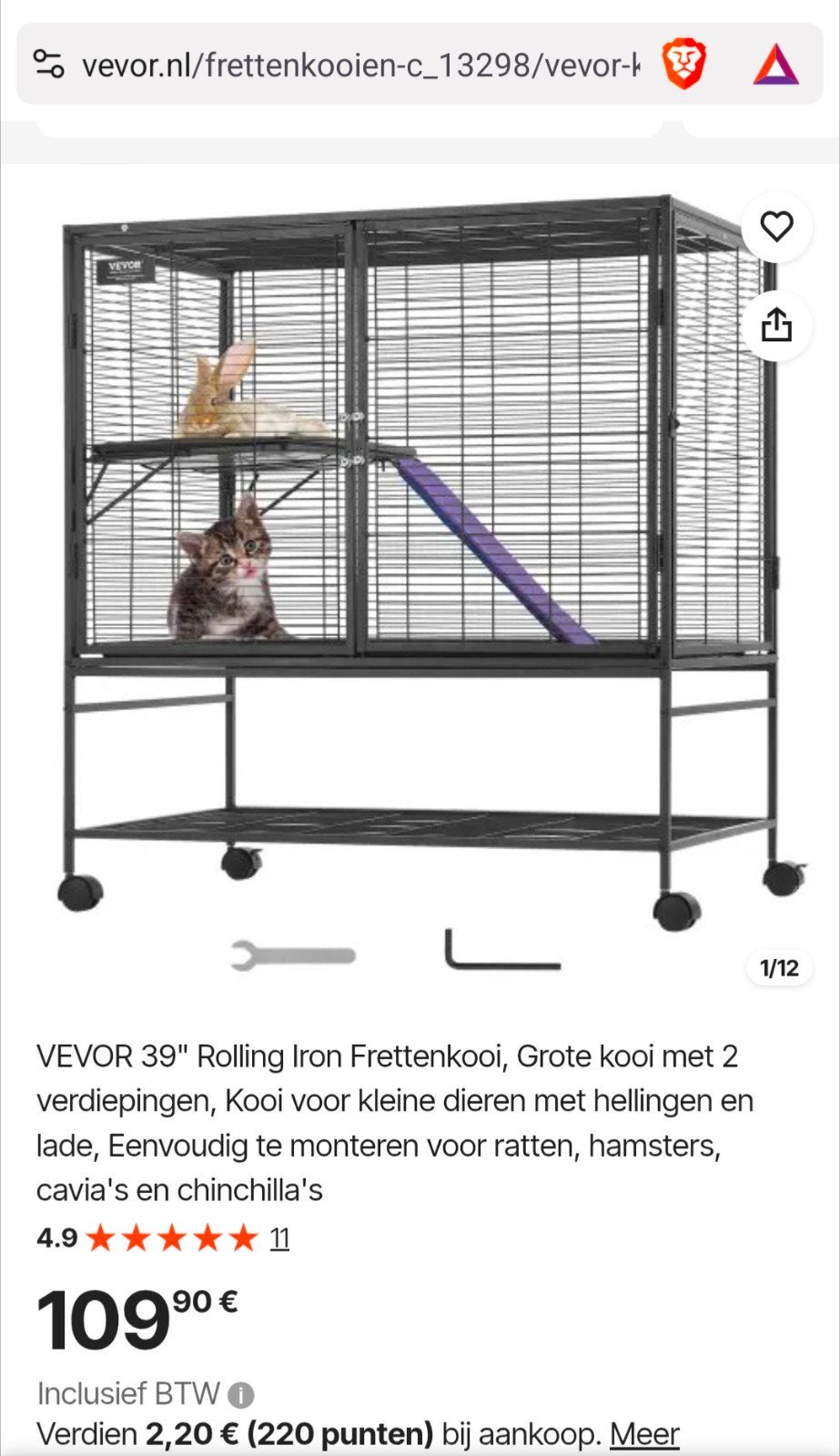 Vevor rattenkooi pas halfjaar oud [ ratten kooi ], Dieren en Toebehoren, Knaagdieren en Konijnen | Hokken en Kooien, Ophalen, Kooi