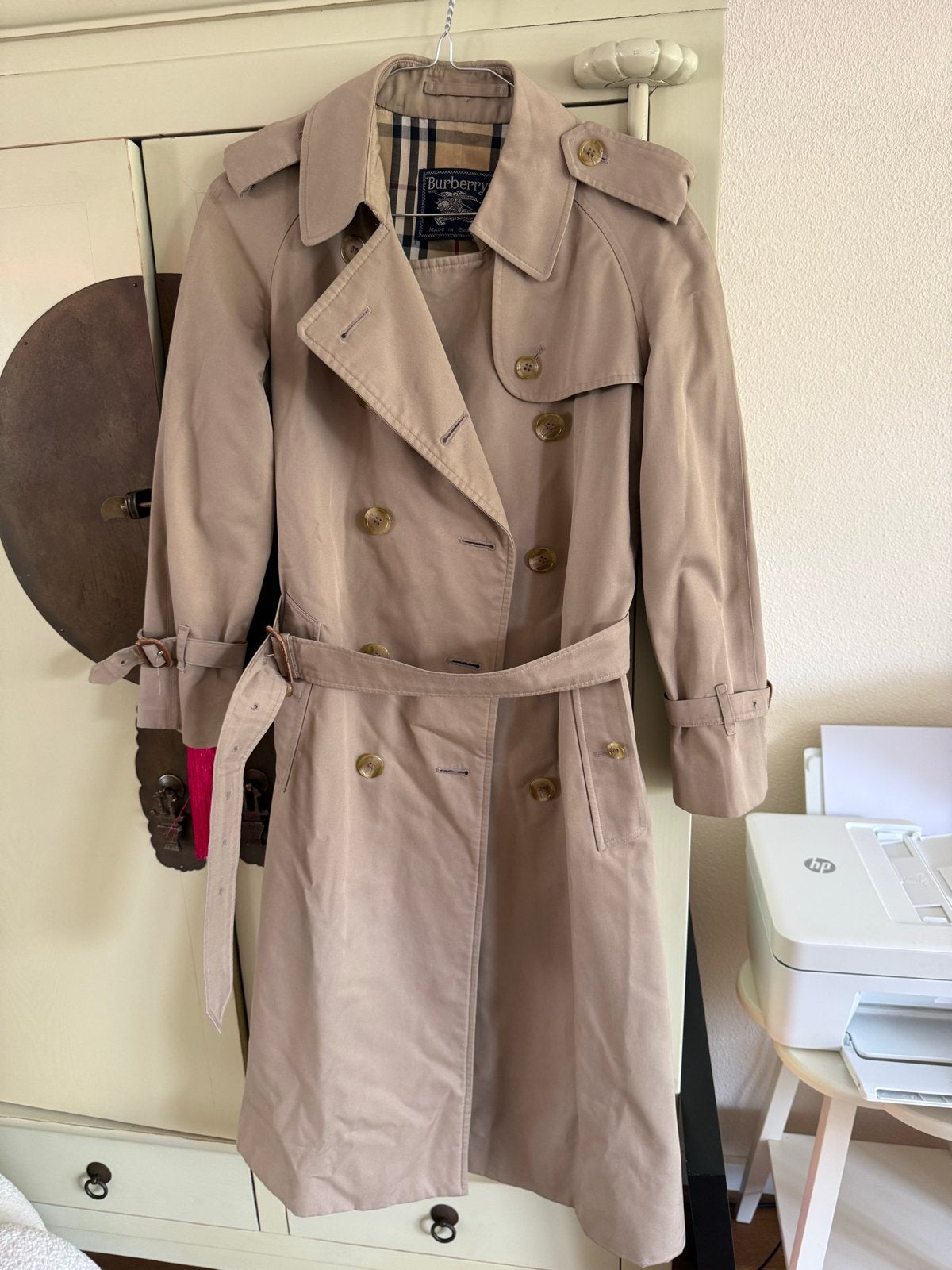 Vintage Burberrys double-breasted trenchcoat, maat 36 petite, Ophalen of Verzenden, Gedragen, Maat 36 (S), Beige
