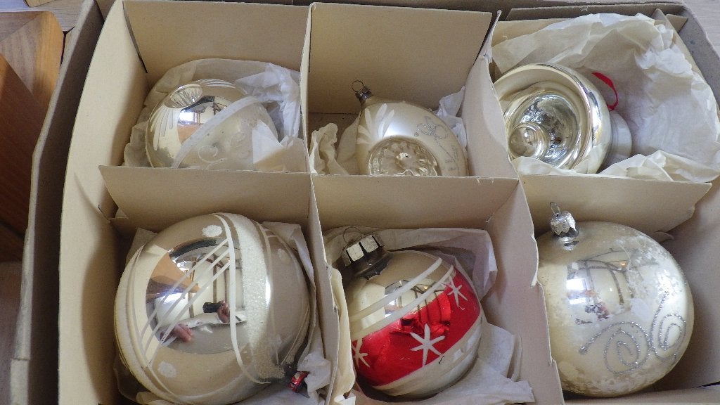 6 prachtige oude kerstballen, Diversen, Kerst, Ophalen of Verzenden, Gebruikt
