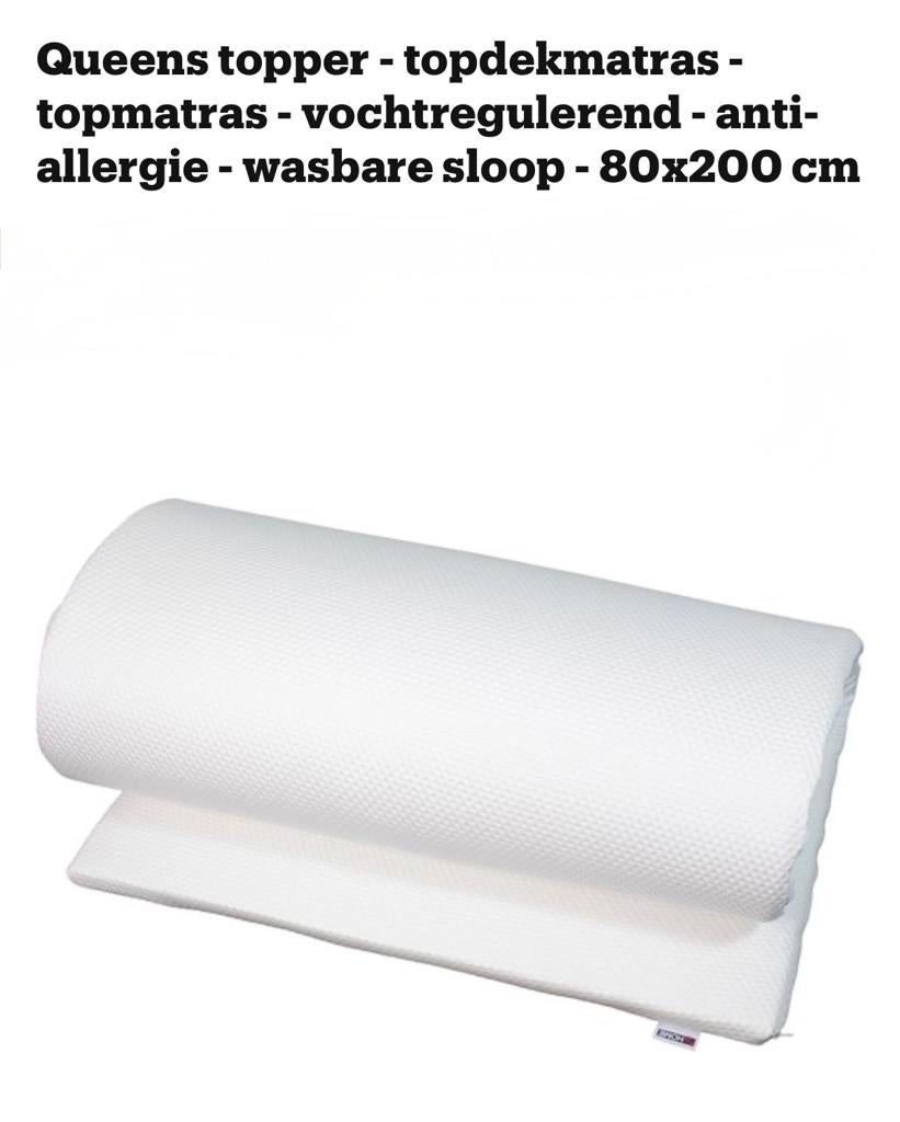 Queens Topper Topdekmatras 80x200 cm - Vochtregulerend, Ophalen, Eenpersoons, 80 cm, Matras