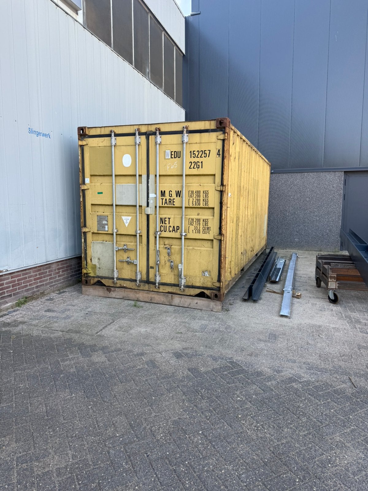 20ft opslagcontainer met 2 deuren, Ophalen
