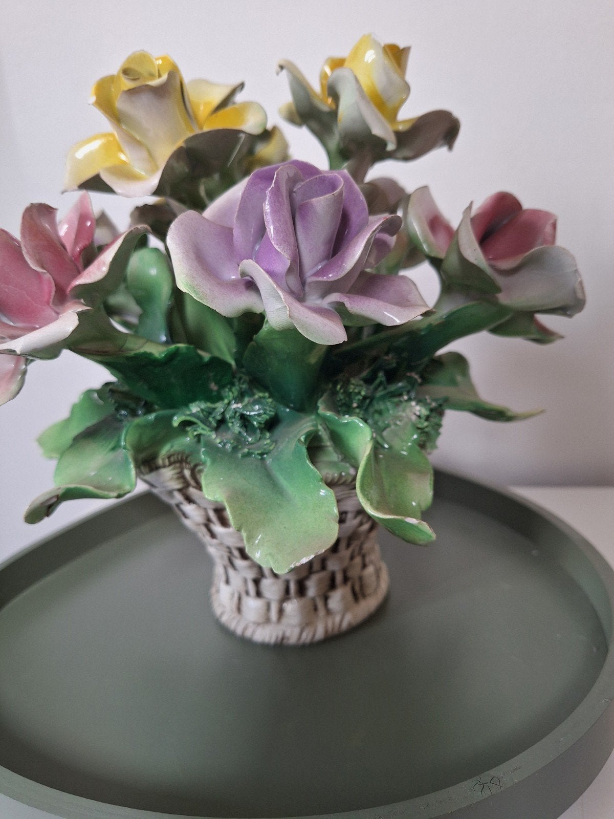 Bassano Keramiek Vaas met Bloemen - Handgemaakt Italië, Ophalen of Verzenden