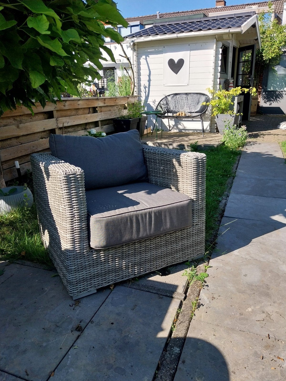 Heerlijke relaxstoel rotan met stevige kussens, Tuin en Terras, Ophalen, Rotan, Zo goed als nieuw, Loungeset
