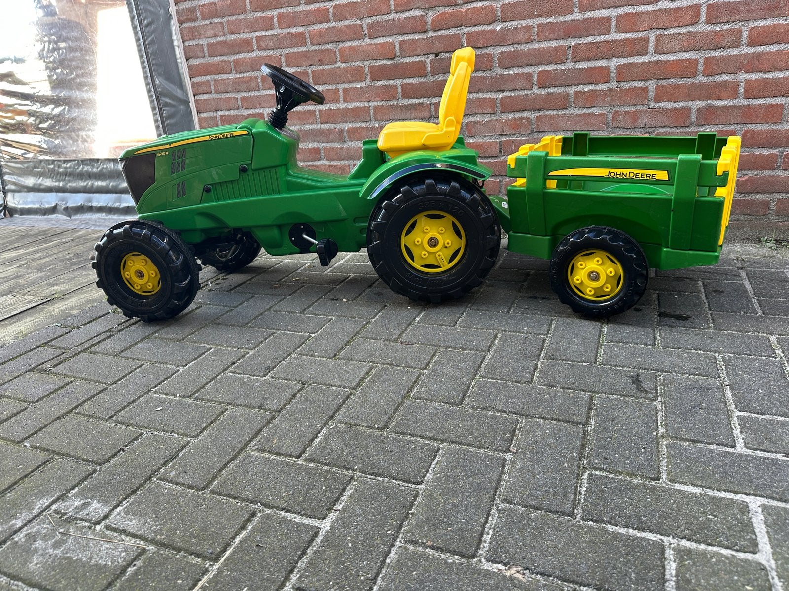 John Deere traptractor met aanhanger, Ophalen, Gebruikt