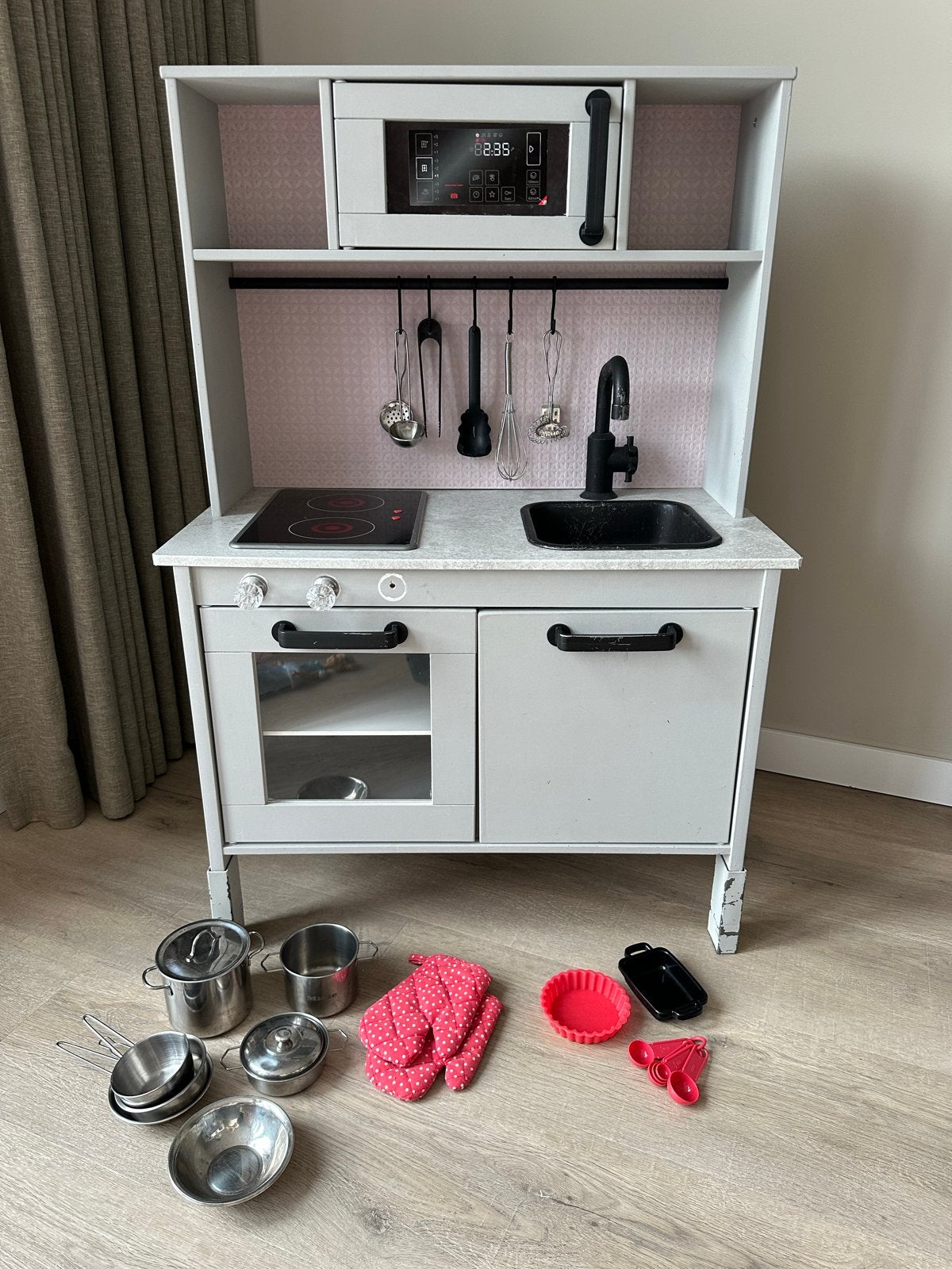 Houten speelkeuken met accessoires, Kinderen en Baby's, Speelgoed | Educatief en Creatief, Ophalen, Gebruikt, Ontdekken, Met licht