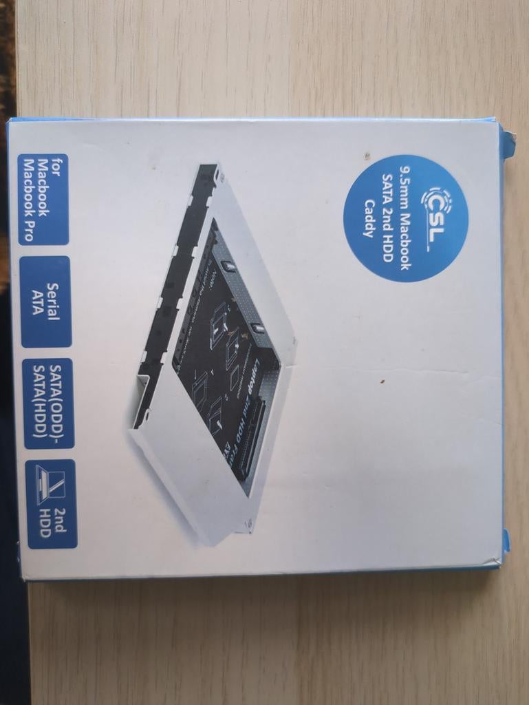 CSL 9.5mm MacBook SATA 2e HDD Caddy voor MacBook Pro, Computers en Software, Harde schijven, Intern, 9.5mm, Nieuw, Ophalen of Verzenden