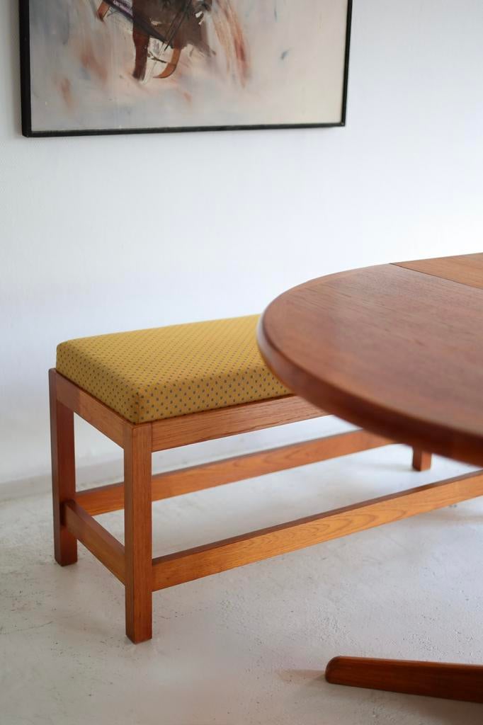 Eetkamerbank teak, Ophalen, Scandinavisch design, Minder dan 75 cm, 125 cm of meer