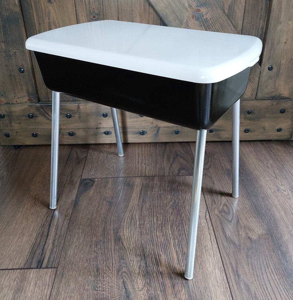 Bijzettafeltje, vintage, zwart/wit, Ophalen, Minder dan 45 cm, Minder dan 55 cm, Gebruikt