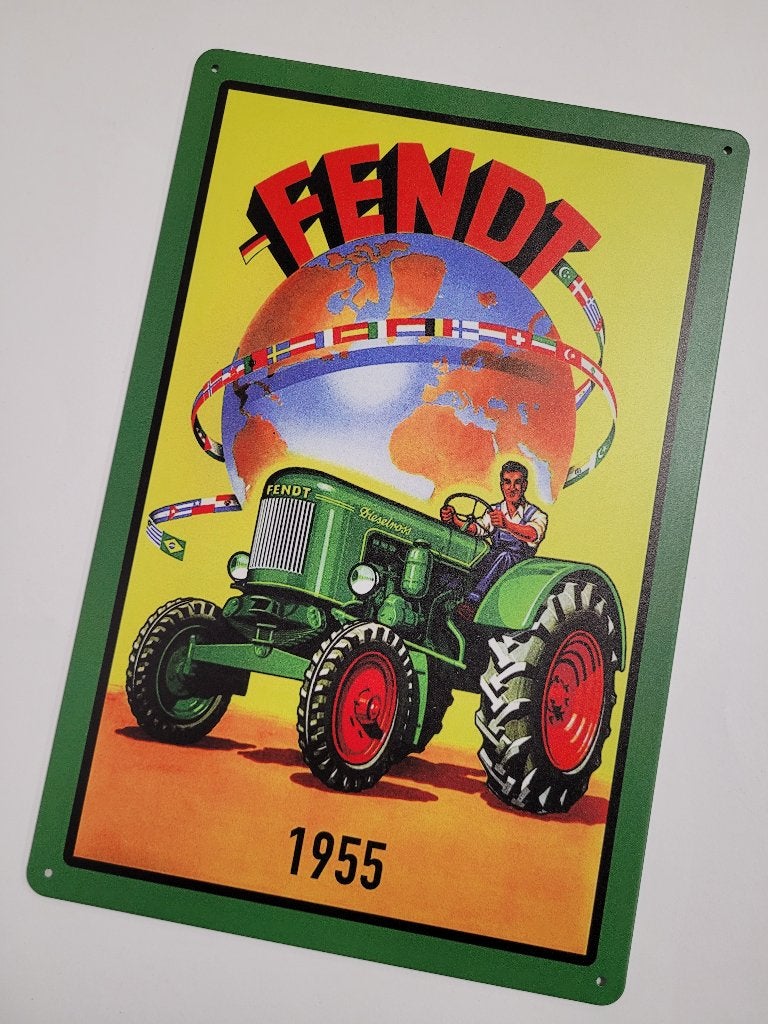 Fendt Tractor 1955 reclamebord van metaal wandbord deco, Verzamelen, Reclamebord, Info@deconoord.nl, Deco Noord, Nieuw