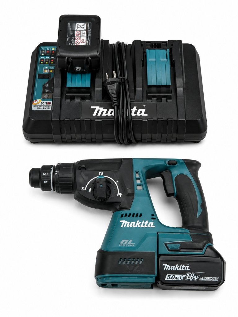Makita DHR242 + 2 Accu's en Dubbele Snellader, Ophalen of Verzenden, ., ., .