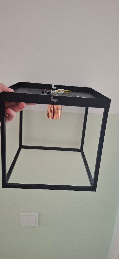 Lucide plafondlamp zwart met koper E27 fitting, Verzenden, Zwart, E27 (groot), Zo goed als nieuw