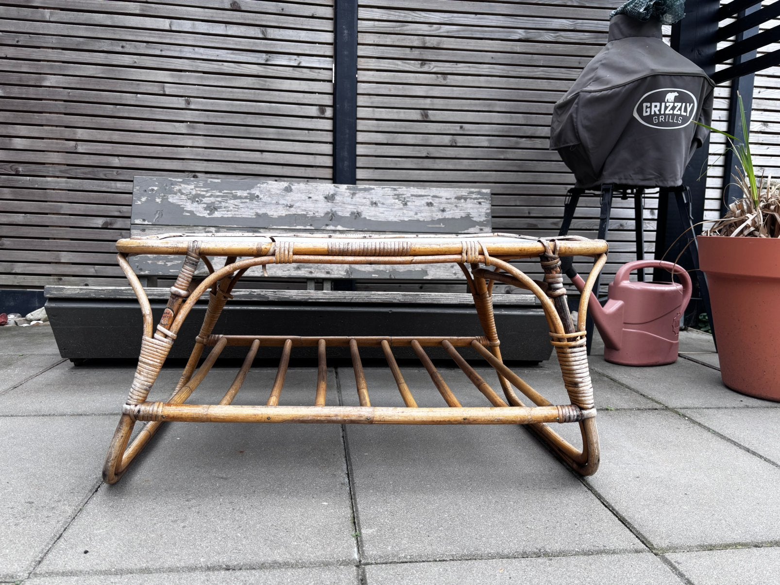 Vintage rotan tafeltje van Rohé Oosterwolde, Overige materialen, Gebruikt, Vintage, 55 tot 75 cm