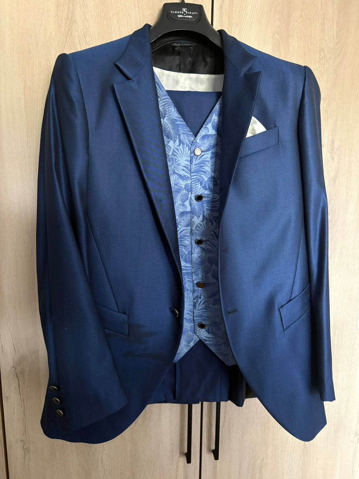 Trouwpak, Ophalen, Zo goed als nieuw, Maat 52/54 (L), Blauw