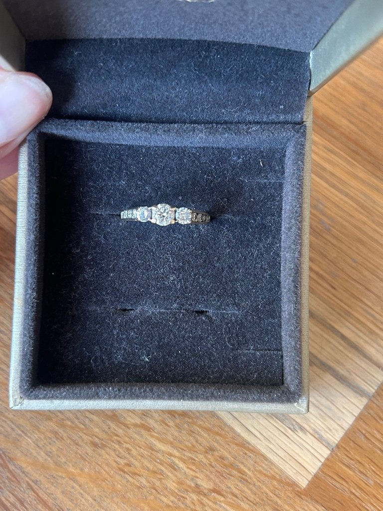 14 karaat geel-gouden diamanten Ring, Sieraden, Tassen en Uiterlijk, Ringen, Gebruikt, Ophalen of Verzenden, 17 tot 18, Dame