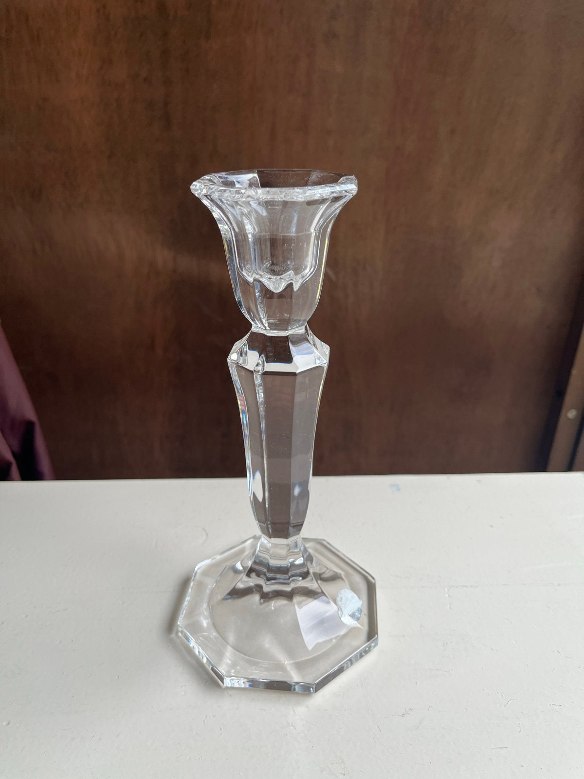 Elegante Kristallen Kandelaar - 20 cm Hoog, Ophalen of Verzenden, Kristal