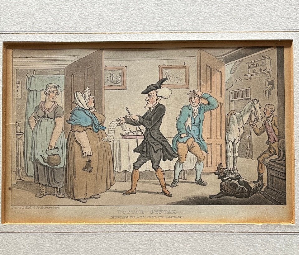Oude prent van Doctor Syntax, Ophalen of Verzenden