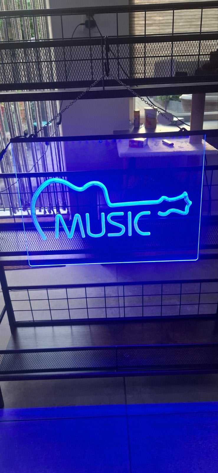 Neon LED Lichtbord 'Music' - Blauw, Kunststof, Zo goed als nieuw, Ophalen, Blauw