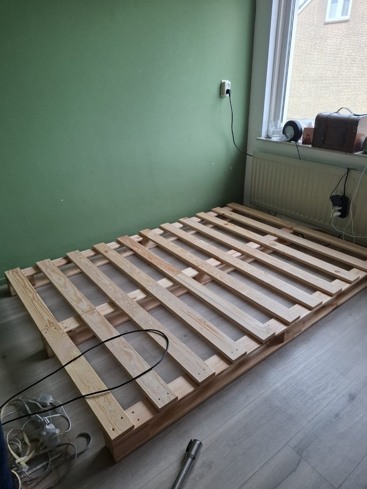 Palletbed 200x140 cm - Houten bedframe, Gebruikt, Overige kleuren, Modern, Industrieel, Tweepersoons