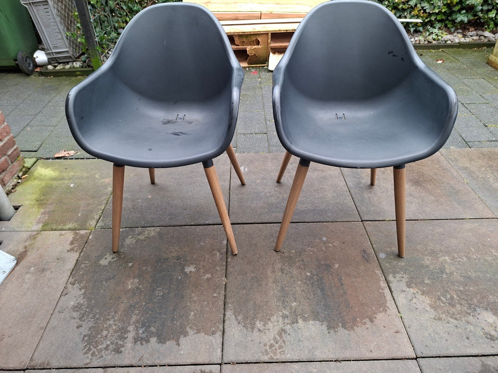Set van 2 stoelen - Gebruikt, in goede staat, Hout, Gebruikt, Twee, Zwart
