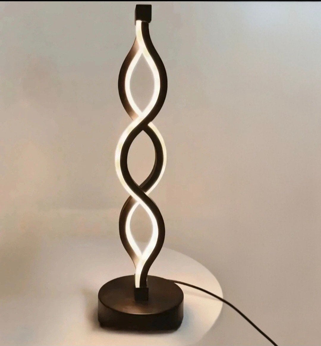 NIEUW Zwart/Witte Spiraal led tafellamp 3 standen & dimbaar, Dimbaar, Kunststof, Nieuw, 35 cm