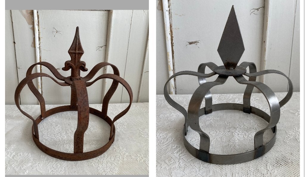 2x Brocante oude ijzeren kroon, Ophalen, ---, Metaal, ---