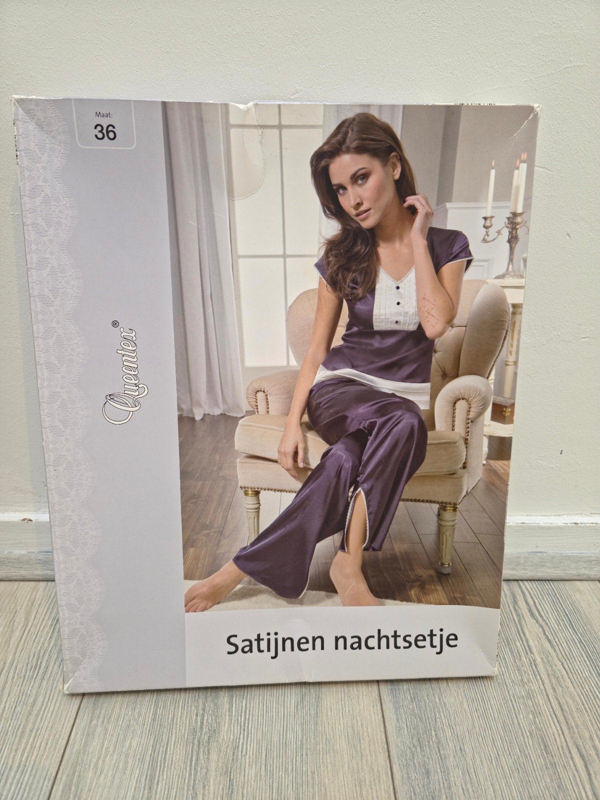 Satijnen nachtsetje - Nieuw in doos - Maat 36, Queentex, Ophalen of Verzenden, Nieuw, Maat 36 (S)
