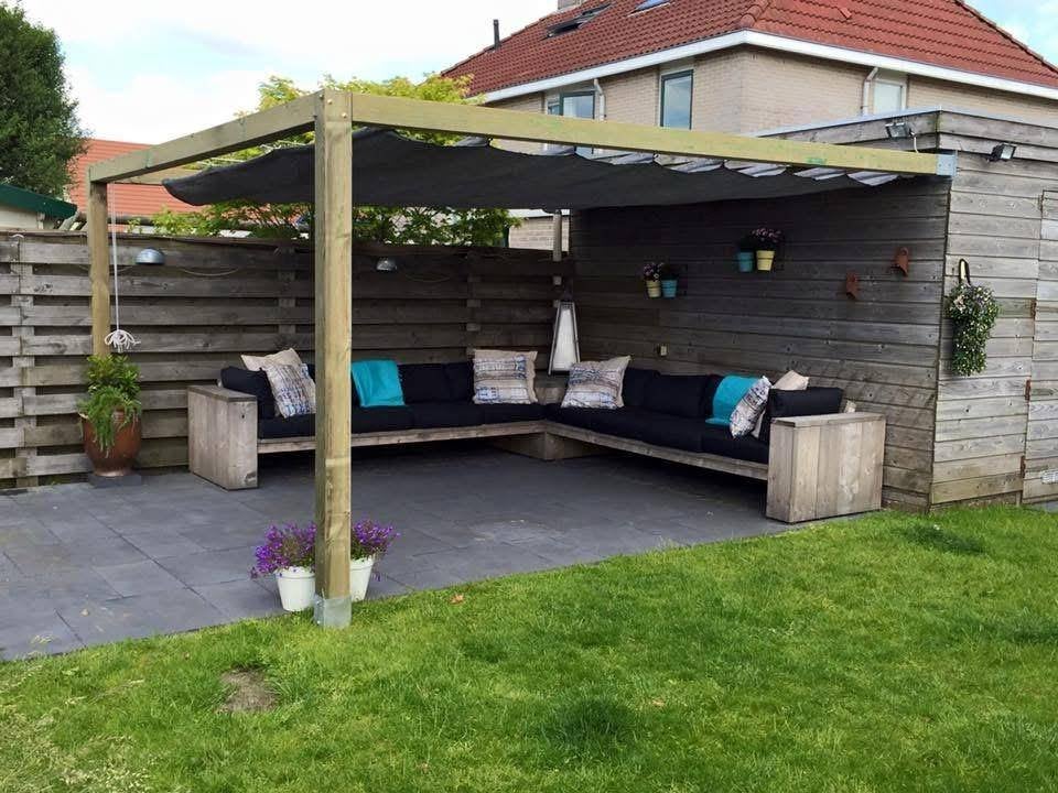 Harmonica zonnedoek/schaduwdoek, Tuin en Terras, Schaduwdoeken, Ophalen, Gebruikt