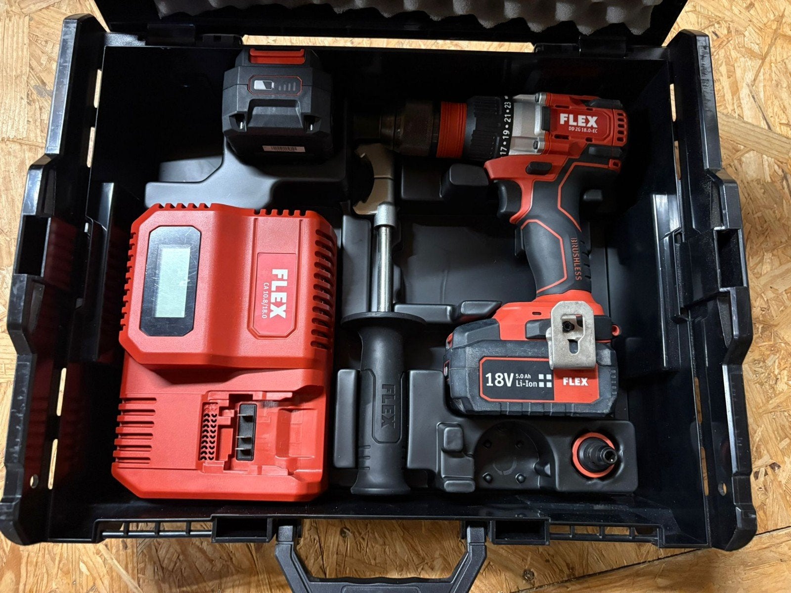 Flex DD 2G 18.0-EC Accuboormachine met 2 accu's en lader, 600 watt of meer, Ophalen of Verzenden, Variabele snelheid, Zo goed als nieuw