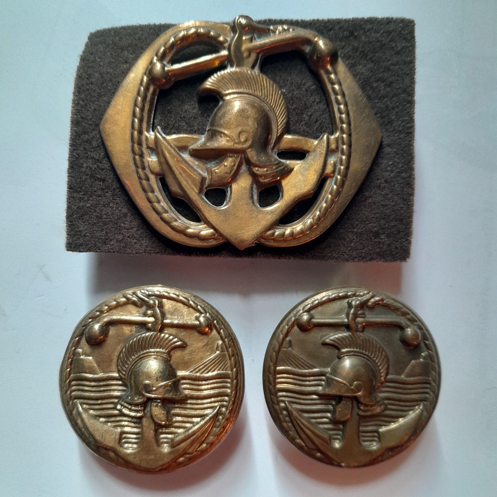 Setje emblemen Regiment Pontonniers, Verzamelen, Ophalen of Verzenden, Landmacht, Nederland, Embleem of Badge