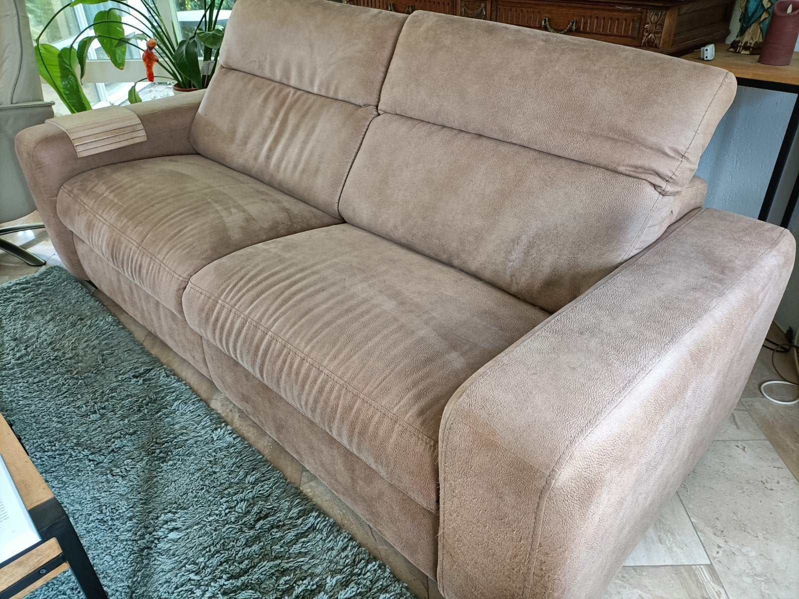 Elektrische 3 zits bank. Stof, comfortabel., Huis en Inrichting, Ophalen, Gebruikt, Kunststof, Driepersoons