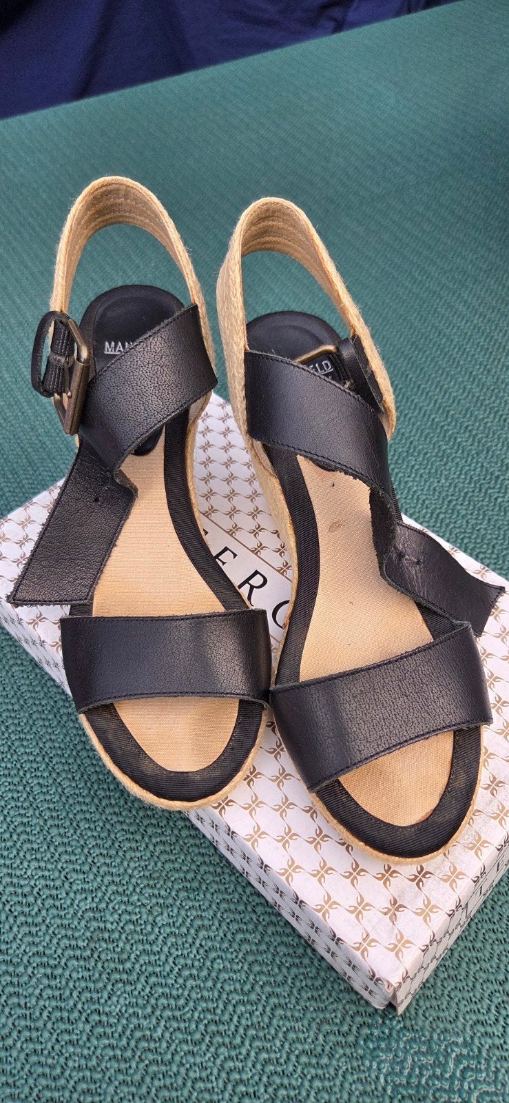Manfield Leren Hoge Sandalen Maat 39, Zwart, Manfield, Gedragen, Sandalen of Muiltjes