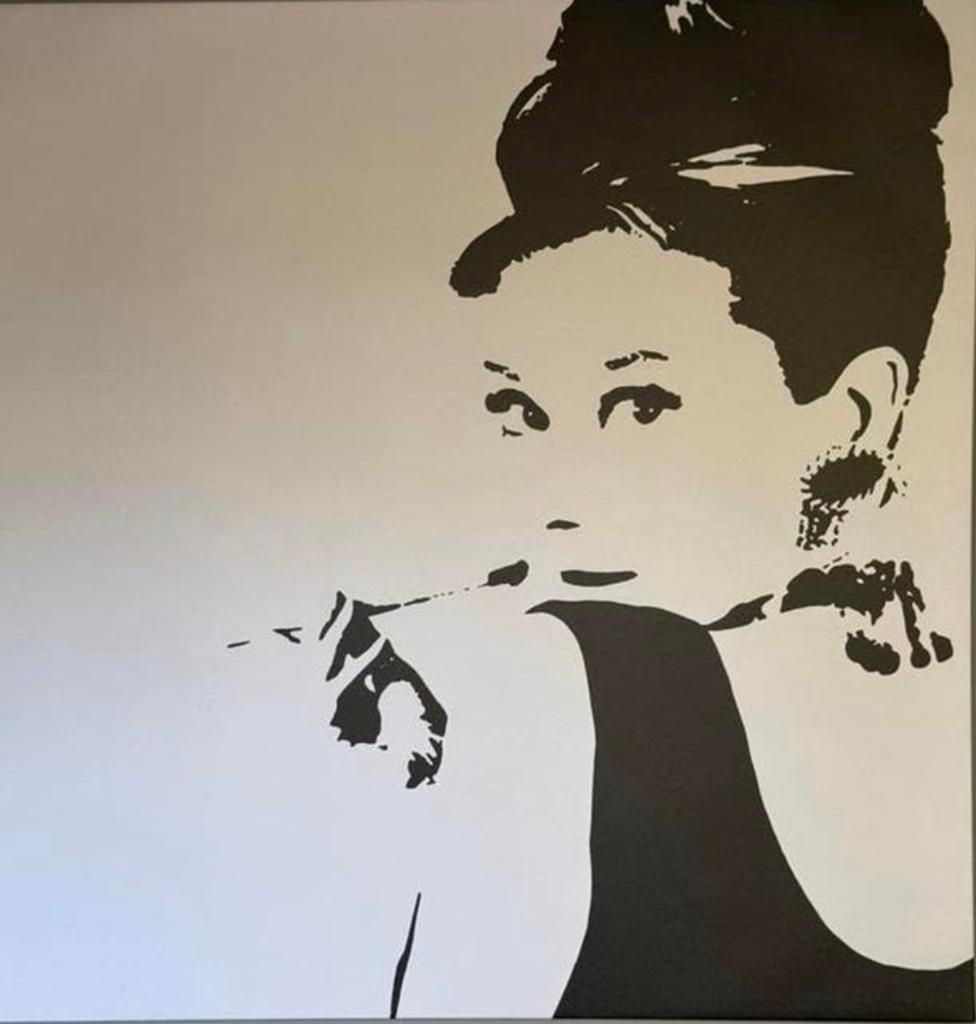 Audrey Hepburn, canvas, 90x90 cm, gratis, Ophalen, Zo goed als nieuw