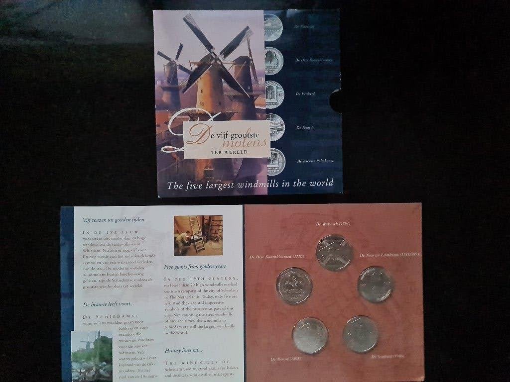 De vijf grootste molens ter wereld 5 x 2,5 set Schiedam 1998, Ophalen of Verzenden, Koningin Beatrix, Overige waardes, Setje