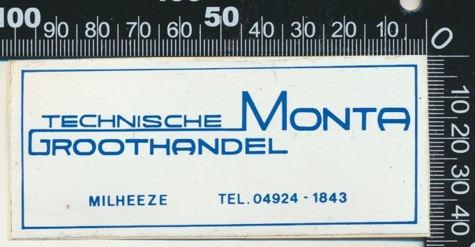 Sticker: Technische Groothandel Monta - Milheeze, Verzenden, Zo goed als nieuw, Bedrijf of Vereniging