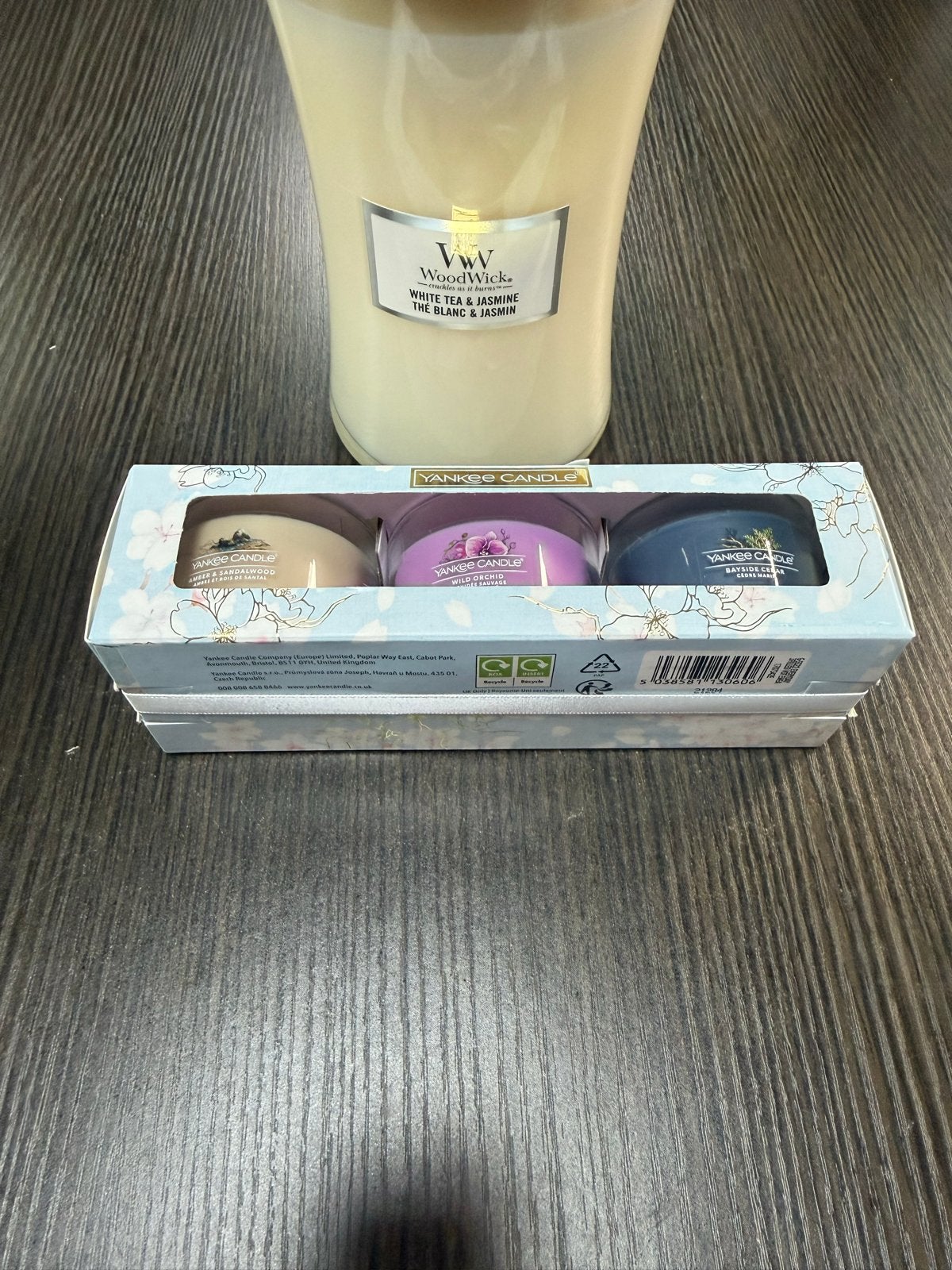 Woodwick Large Kaars + Yankee Candle Set - Nieuw, Woodwick, Ophalen of Verzenden, Crème, Kaars