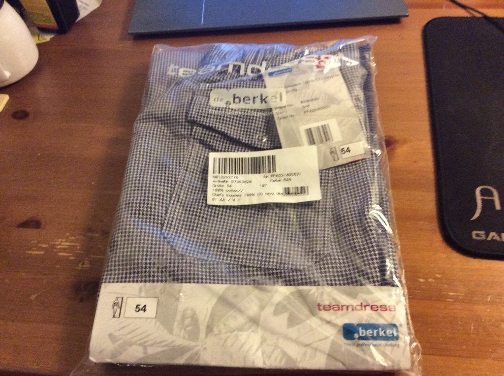 Kokspantalon De Berkel blauw/wit geruit. Maat 54. Nieuw, Maat 52/54 (L), Blauw, Nieuw, Ophalen of Verzenden