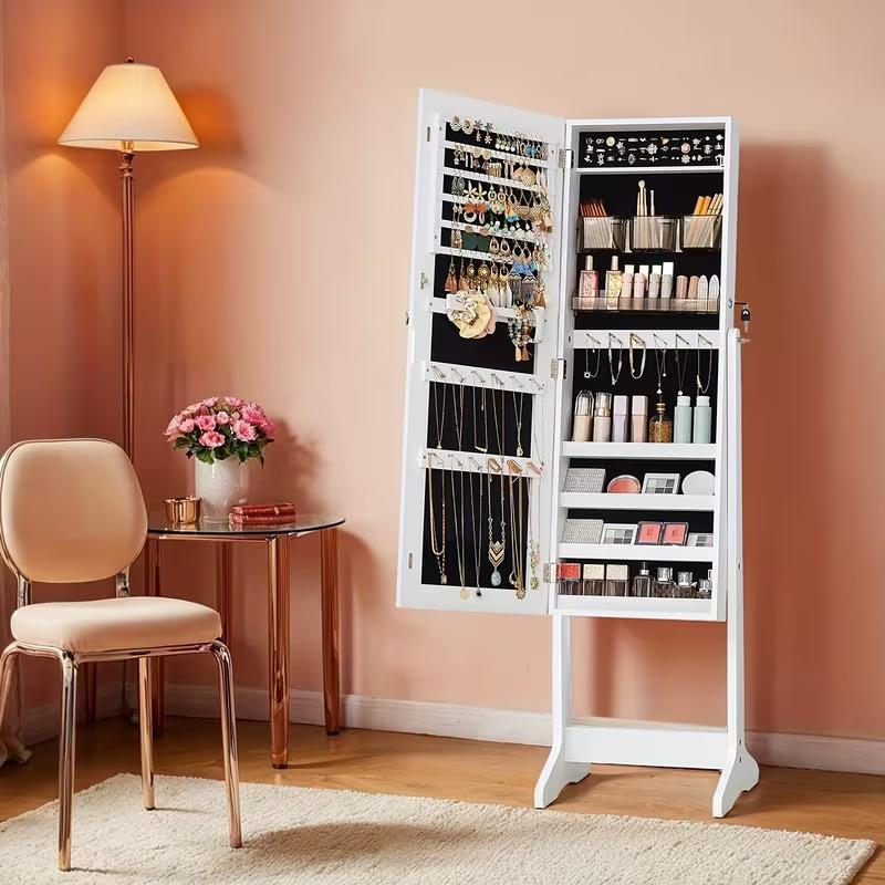 White Mirrored Jewelry Cabinet Storage/spiegel sieradenkast, Minder dan 50 cm, Nieuw, Minder dan 50 cm, Rechthoekig