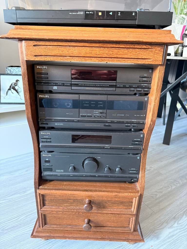 Philips Stereo Installatie met CD, Cassette, Tuner en Verste, Audio, Tv en Foto, Stereo-sets, Ophalen, Philips, Gebruikt, Cassettedeck