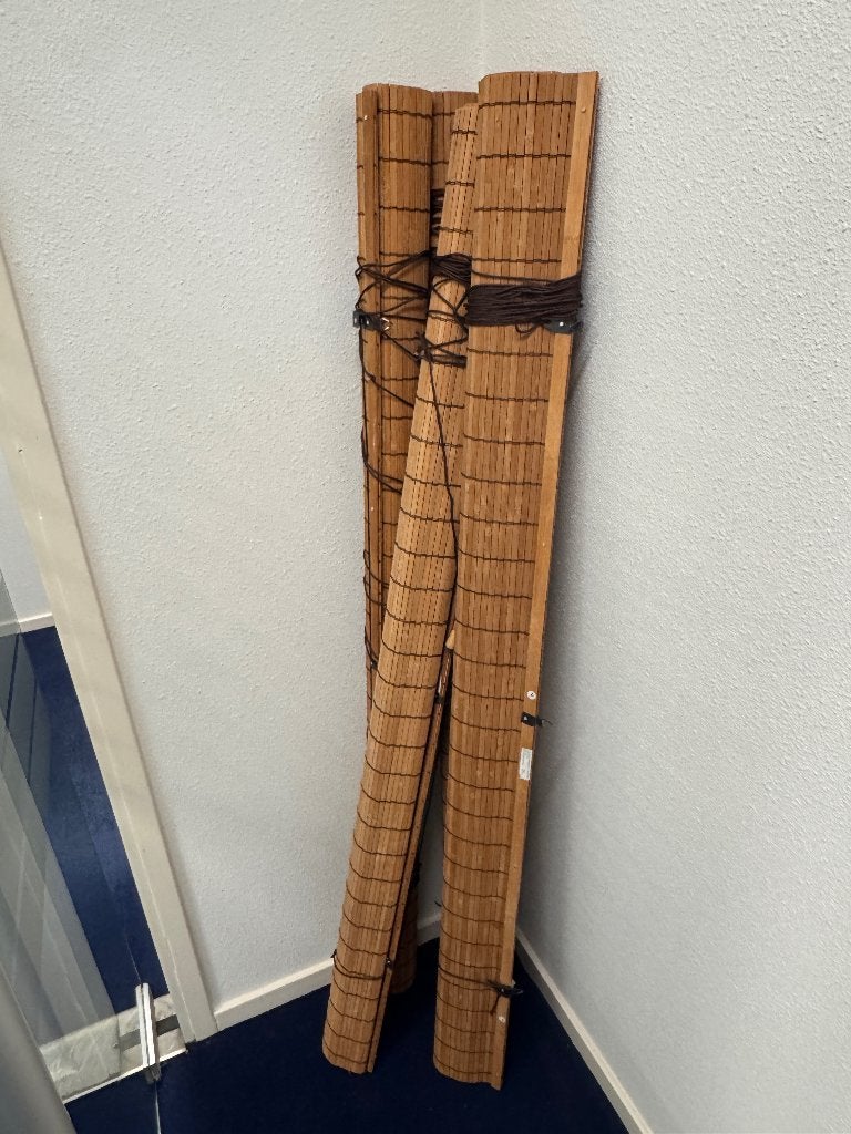 Bamboe rolgordijnen 150x180 cm, 4 stuks, Huis en Inrichting, Ophalen, 180 cm, 150 cm, Zo goed als nieuw