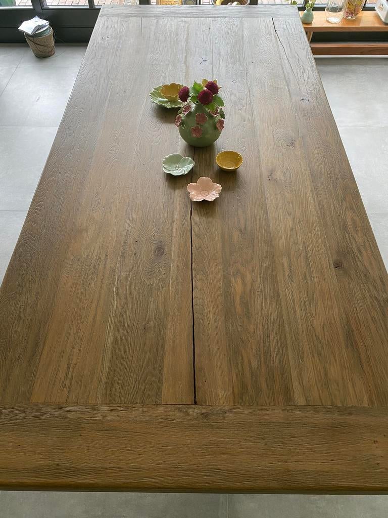 Prachtige  eikenhout tafelblad en zwarte spinpoot, Huis en Inrichting, Tafels | Eettafels, Ophalen, 100 tot 150 cm, Eikenhout