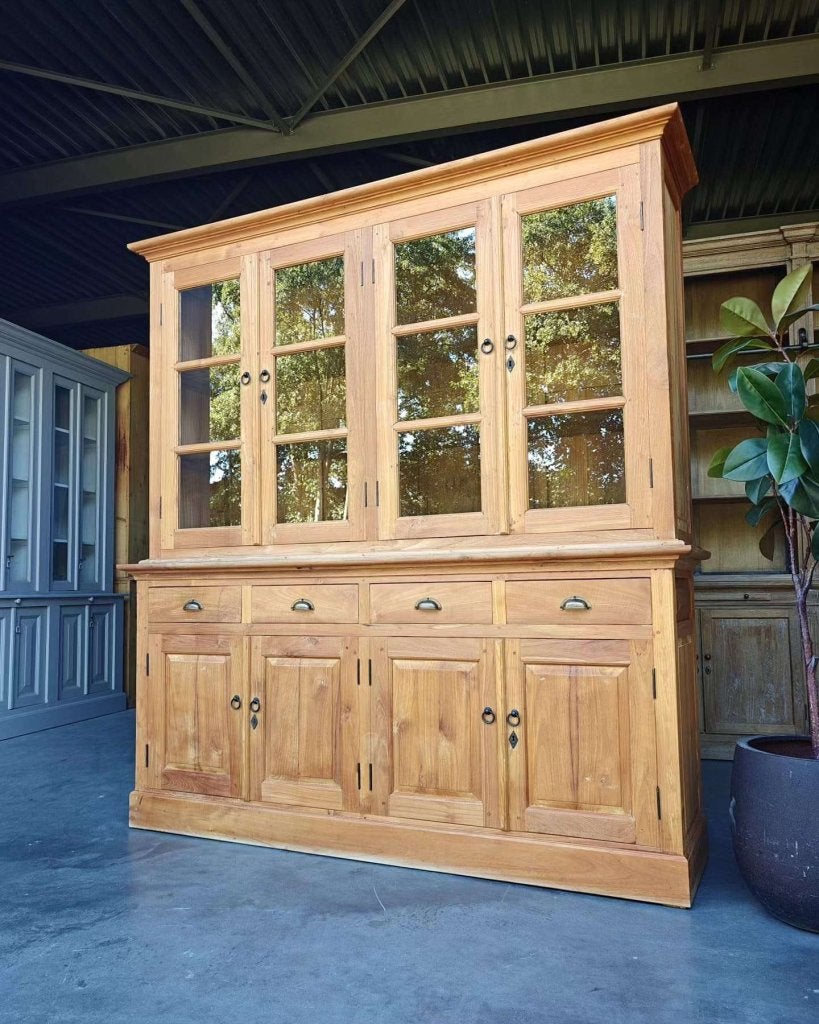Teakhouten winkelkast | Laag model | Vitrinekast teak #4790, Gebruikt, -, 200 cm of meer, -
