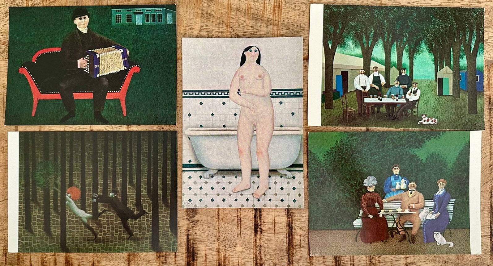Setje van 5 kaarten van JAN BALET Naieve kunst. (1), Verzenden, 1980 tot heden, Ongelopen, Overige thema's