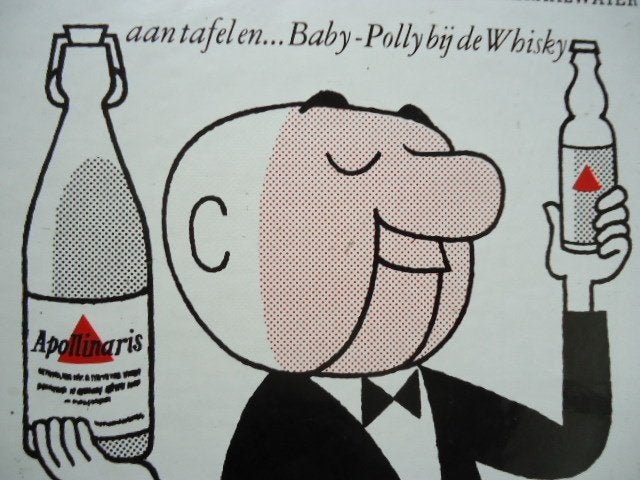 sticker oud Apollinaris water strip GROOT coca cola retro, Verzenden, Zo goed als nieuw, Bedrijf of Vereniging