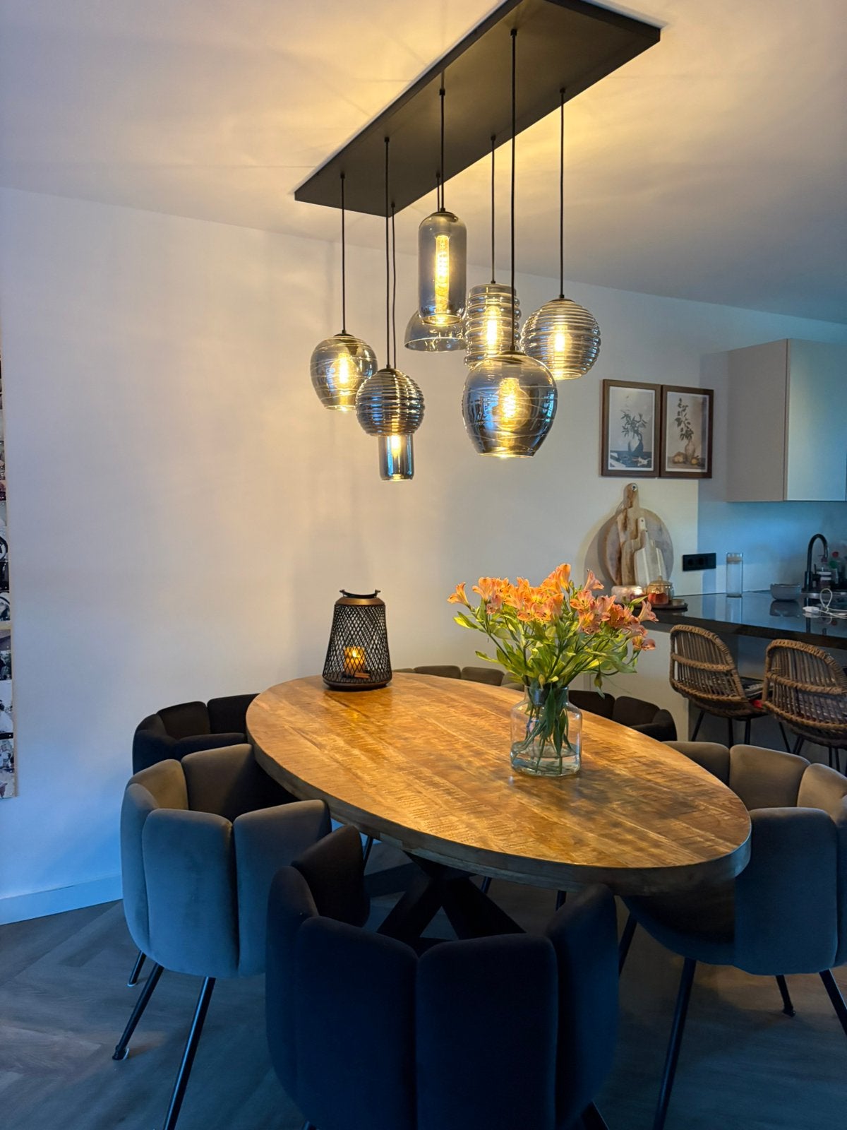 Fantasy lamp, Ophalen, 100 tot 150 cm, Rond, Glas